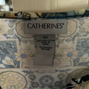 Catherines Blue and Cream Patterned Top